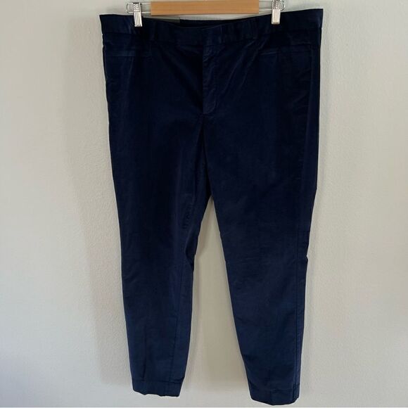 NWT $110 Banana Republic Sloan Fit Blue Stretch Velvet Pants Size 16L - Picture 1 of 6